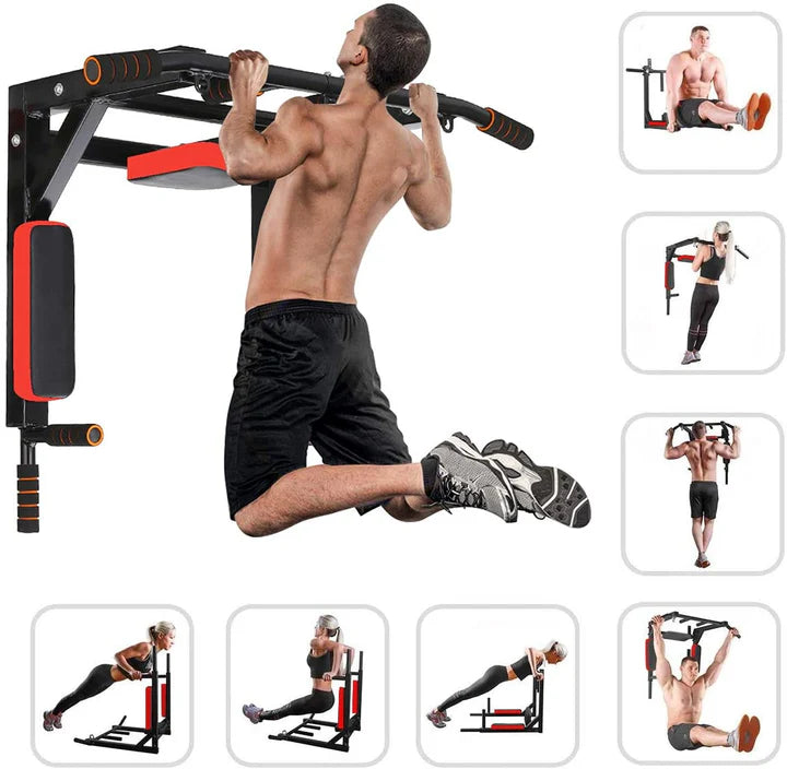 Wall Mounted 2 in 1 Pull Up Bar+ Dips Bar